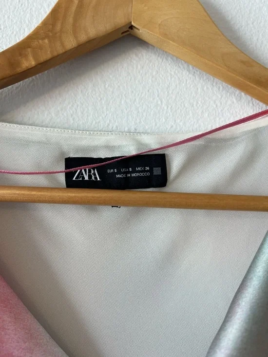 Zara Tie Dye Print Midi Dress – Blue & Pink, Size Small - Picture 3 of 6